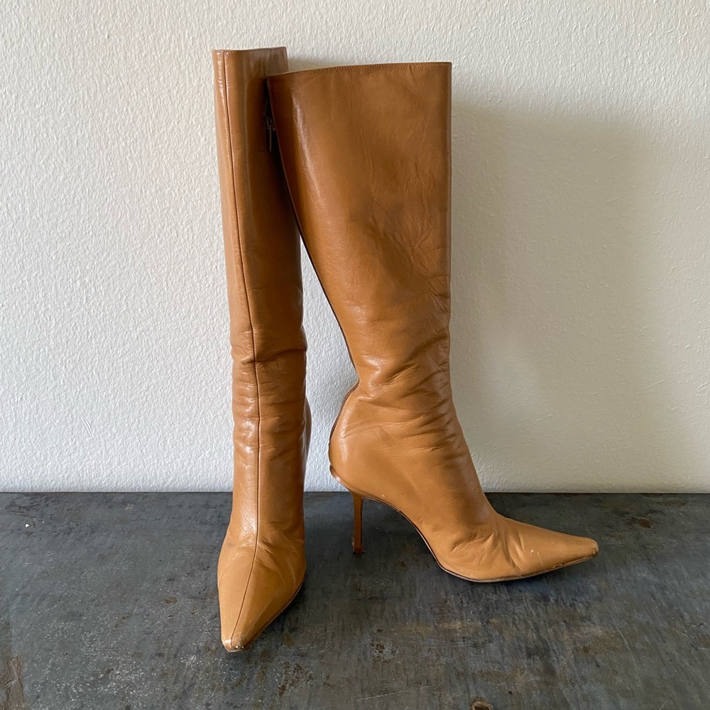 Jimmy Choo Tall Pointy Toe Leather Boots